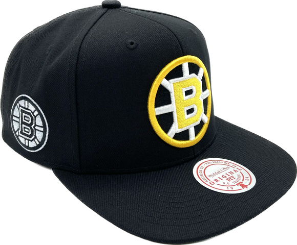 Men’s NHL Boston Bruins Mitchell & Ness Alternate Flip Snapback Hat – Black