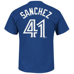 Men's Toronto Blue Jays Aaron Sanchez Majestic Royal Official Name and Number T-Shirt - Bleacher Bum Collectibles, Toronto Blue Jays, NHL , MLB, Toronto Maple Leafs, Hat, Cap, Jersey, Hoodie, T Shirt, NFL, NBA, Toronto Raptors