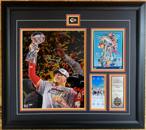 Patrick Mahomes Kansas City Chiefs Autographed 16" x 20" Super Bowl Champs Picture Framed with Ticket & Program
