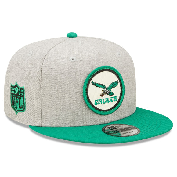 Men's Philadelphia Eagles New Era Gray/Kelly Green 2022 9FIFTY Historic Snapback Hat