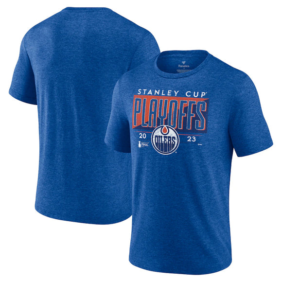 Men's Edmonton Oilers Fanatics Branded Royal 2023 Stanley Cup Playoffs Tri-Blend T-Shirt