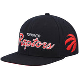 Toronto Raptors Mitchell & Ness Hardwood Classics Script 2.0 Snapback Hat - Black