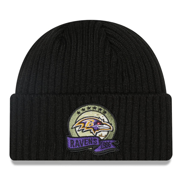 Men's Baltimore Ravens New Era Black 2022 Salute To Service Knit Hat