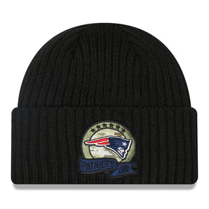 Men's New England Patriots New Era Black 2022 Salute To Service Knit Hat
