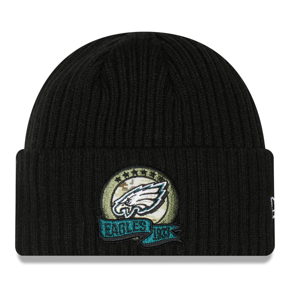 Men's Philadelphia Eagles New Era Black 2022 Salute To Service Knit Hat