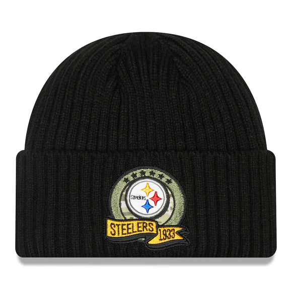 Men's Pittsburgh Steelers New Era Black 2022 Salute To Service Knit Hat