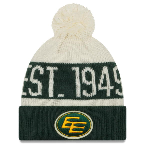 Edmonton Elks New Era Turf Traditions - Cuffed Pom Knit Hat - Green