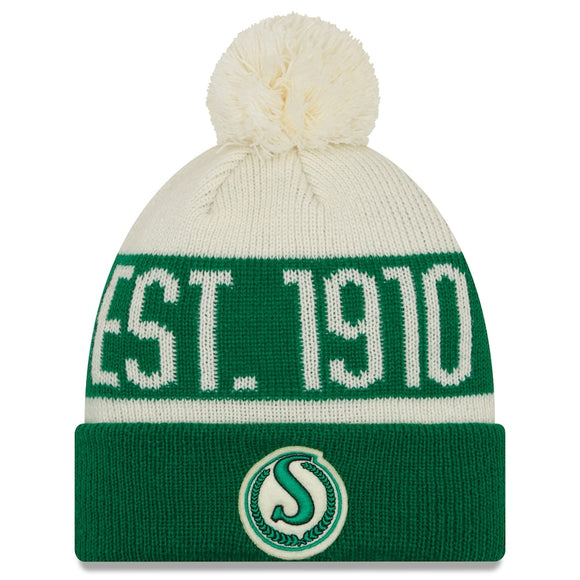 Saskatchewan Roughriders New Era Turf Traditions - Cuffed Pom Knit Hat - Green