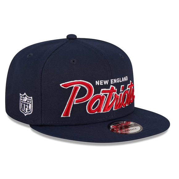 Men’s NFL New England Patriots New Era Script 9FIFTY Snapback Hat – Navy