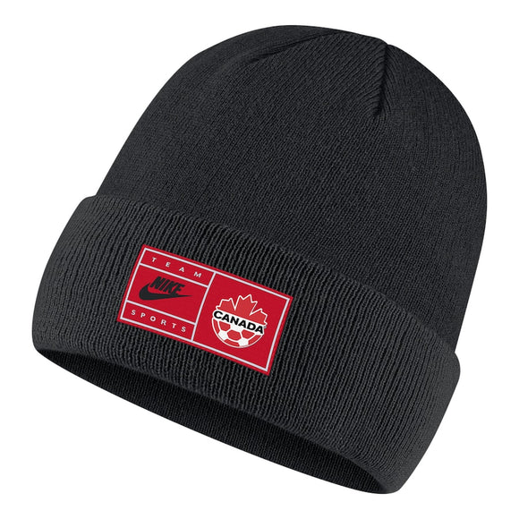 Men's Nike Black Team Canada International Soccer -  Cuffed Knit Hat with Wordmark
