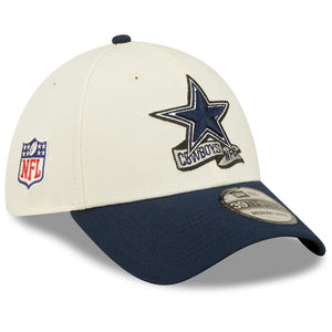 Men's Dallas Cowboys New Era Cream/Navy 2022 Sideline 39THIRTY 2-Tone Flex Hat