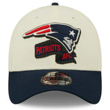 Men's New England Patriots New Era Cream/Navy 2022 Sideline 39THIRTY 2-Tone Flex Hat