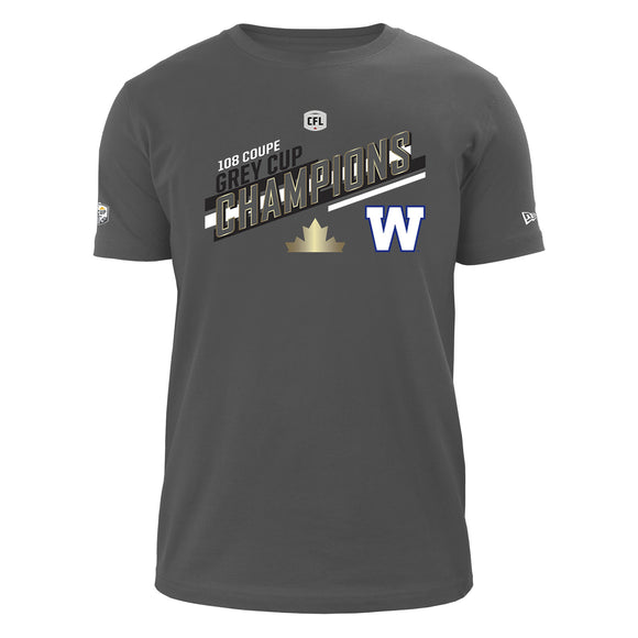 Men's New Era Winnipeg Blue Bombers 2021 108th Grey Cup Champions Locker Room T-Shirt