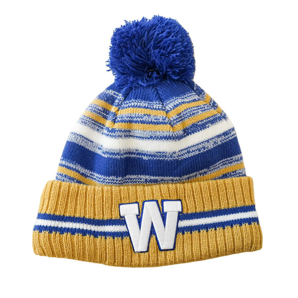 Winnipeg Blue Bombers New Era CFL Football D3 Sport Official Pom Cuffed Knit Hat