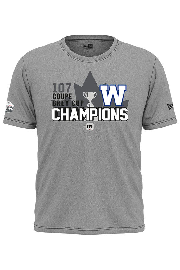 Men's New Era Winnipeg Blue Bombers 2019 107th Grey Cup Champions Locker Room T-Shirt - Bleacher Bum Collectibles, Toronto Blue Jays, NHL , MLB, Toronto Maple Leafs, Hat, Cap, Jersey, Hoodie, T Shirt, NFL, NBA, Toronto Raptors