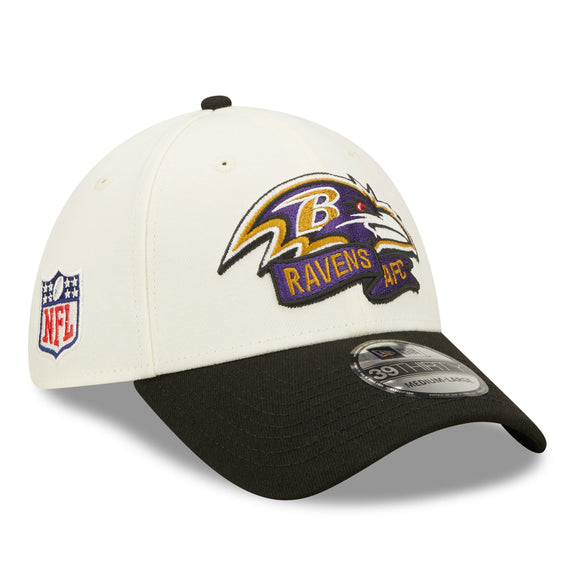 Men's Baltimore Ravens New Era Cream/Black 2022 Sideline 39THIRTY 2-Tone Flex Hat