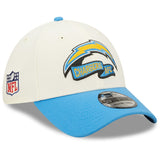 Men's Los Angeles Chargers New Era Cream/Powder Blue 2022 Sideline 39THIRTY 2-Tone Flex Hat