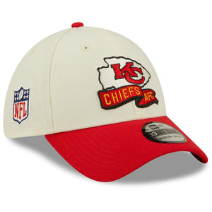 Men's Kansas City Chiefs New Era Cream/Red 2022 Sideline 39THIRTY 2-Tone Flex Hat