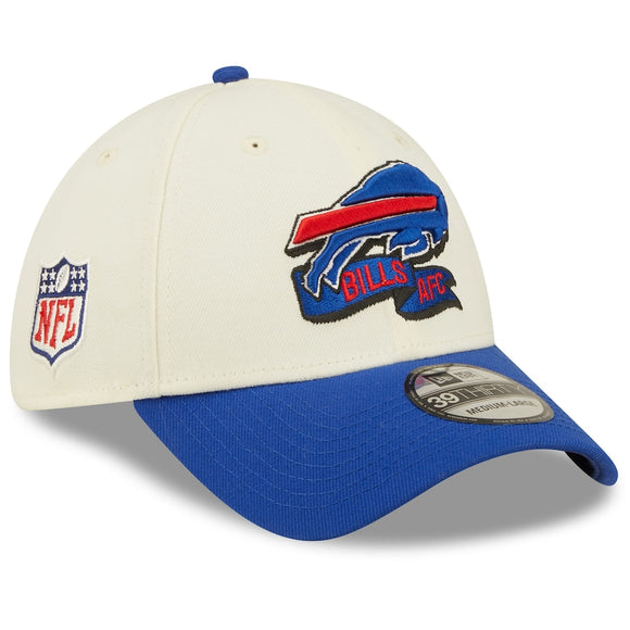 Men's Buffalo Bills New Era Cream/Royal 2022 Sideline 39THIRTY 2-Tone Flex Hat