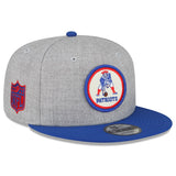 Men's New England Patriots New Era Gray/Royal 2022 Sideline 9FIFTY Historic Snapback Hat