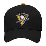 Youth Pittsburgh Penguins Black Basic Structured Adjustable NHL Hockey Hat Cap