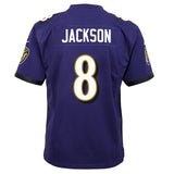 Youth Nike Lamar Jackson Purple Baltimore Ravens Game NFL Home Football Jersey
