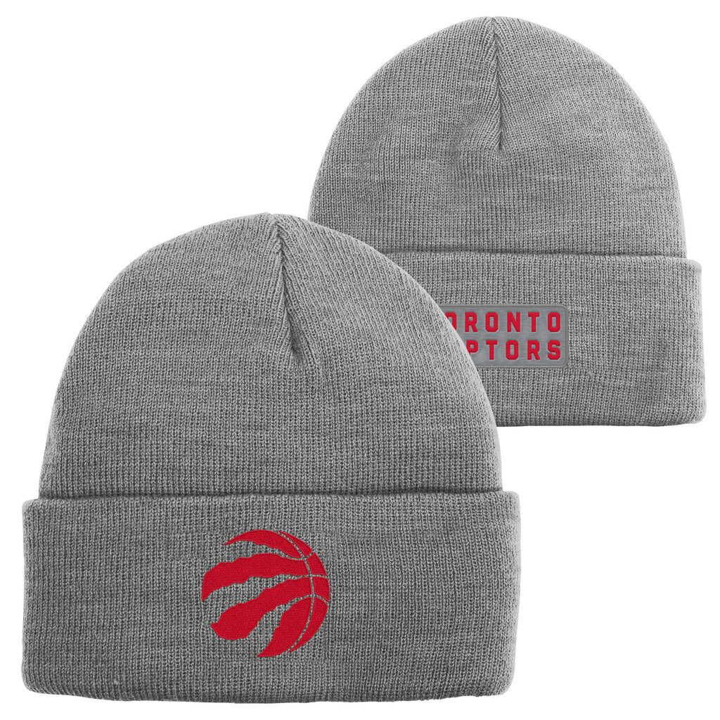 Kids Toronto Raptors NBA Basketball Heathered Gray Cuffed Knit Beanie ...