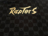 Men's Toronto Raptors Mitchell & Ness Black Gold All Over Hardwood Classics Retro Logo Sweatshirt