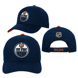 Kids Edmonton Oilers Basic Logo NHL Hockey Structured Adjustable Hat Cap