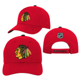 Youth Chicago Blackhawks Basic Logo NHL Hockey Structured Adjustable Hat Cap