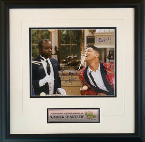 Joseph Marcell Fresh Prince of Bel Air "Geoffrey Butler" Signed 8x10 With Inscription - "I Quit!!!" Framed