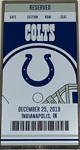 NFL Football Metal Ticket Xmas Date Christmas Tree Ornament Indianapolis Colts