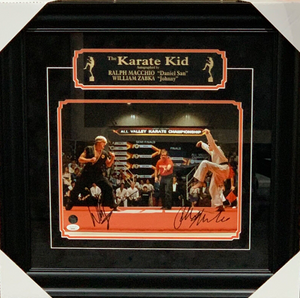 The Karate Kid Movie Photo 11x14 Dual Signed Signed By William Zabka & Ralph Macchio - Framed 23x23