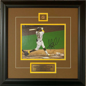 Fernando Tatis Jr. San Diego Padres Autographed 8" x 10" Home Run Photograph Framed - Size 16"x16"