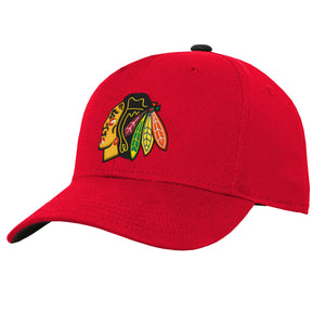 Youth Chicago Blackhawks Basic Logo NHL Hockey Structured Adjustable Hat Cap