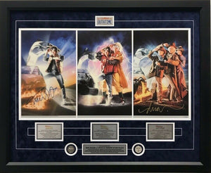 Back to The Future Trilogy Movie Poster Print Signed Michael J Fox Artist Framed - Bleacher Bum Collectibles, Toronto Blue Jays, NHL , MLB, Toronto Maple Leafs, Hat, Cap, Jersey, Hoodie, T Shirt, NFL, NBA, Toronto Raptors