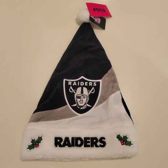 Las Vegas Raiders Logo Colorblock Santa Hat NFL Football by Forever Collectibles