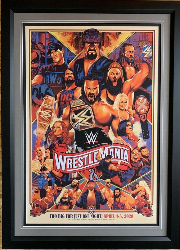 WWE Wrestlemania 36 Collage 24x36 Print 28x40 Framed Lithograph - Limited Edition