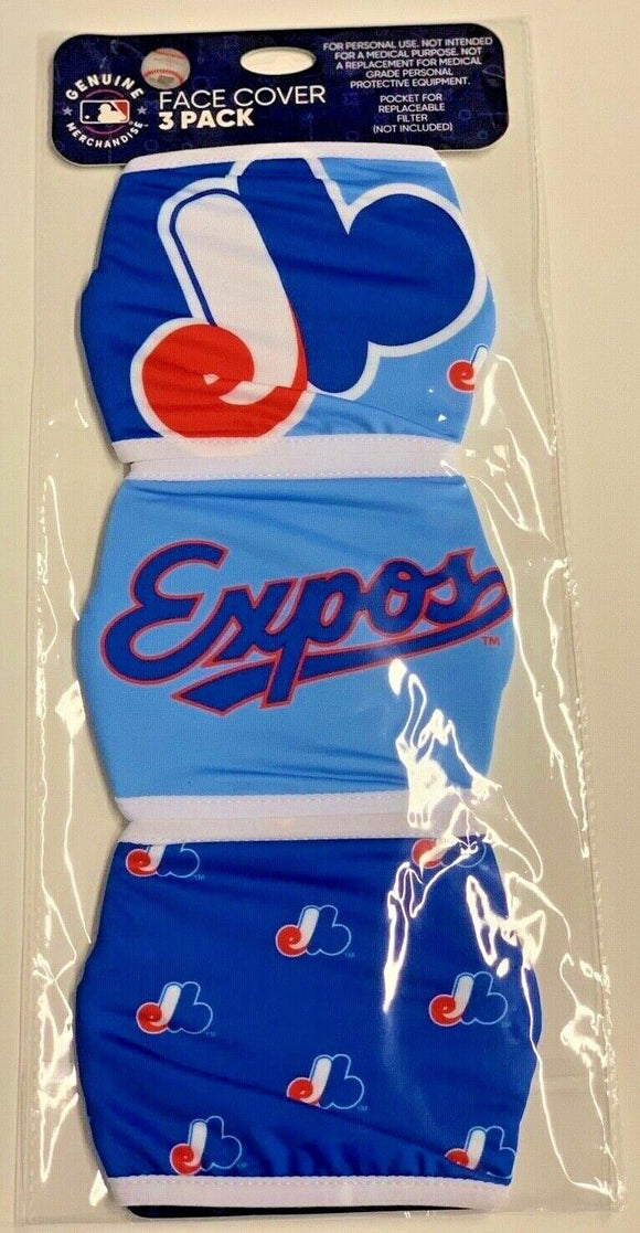 Montreal Expos Cooperstown MLB Baseball Foco Pack of 3 Adult Face Covering Mask