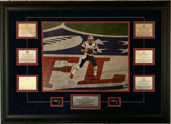 Tom Brady New England Patriots Super Bowl LIII Signed 16x20 Photo 24x35 Framed