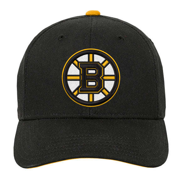 Youth Boston Bruins Basic Logo NHL Hockey Structured Adjustable Hat Cap