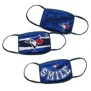 Youth Girls Age 7-16 Toronto Blue Jays MLB Baseball Pack of 3 Face Covering Mask