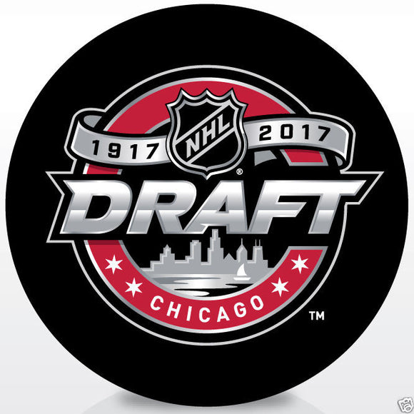 2017 NHL Entry Level Hockey Draft Souvenir Puck - Chicago Illinois - Bleacher Bum Collectibles, Toronto Blue Jays, NHL , MLB, Toronto Maple Leafs, Hat, Cap, Jersey, Hoodie, T Shirt, NFL, NBA, Toronto Raptors