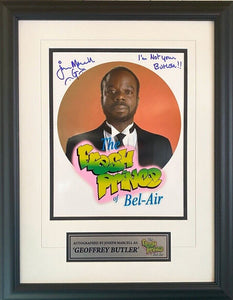 Joseph Marcell Fresh Prince of Bel Air "Geoffrey Butler" Signed 8x10 With Inscription - "I Quit!!!" Framed