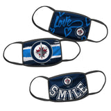 Youth Girls Age 7-16 Winnipeg Jets NHL Hockey Pack of 3 Face Covering Mask