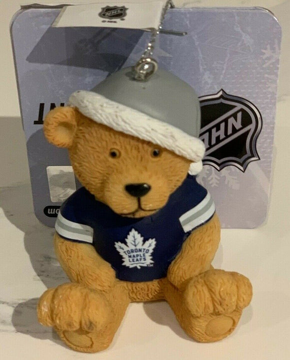 Toronto Maple Leafs NHL Hockey Resin Teddy Bear Christmas Tree Ornament
