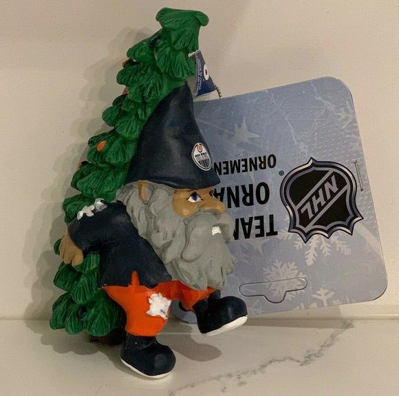 Edmonton Oilers NHL Hockey Tree Carrying Gnome Christmas Tree Ornament