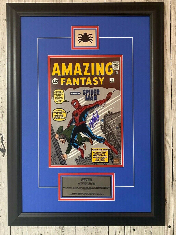 Amazing Fantasy Signed by Stan Lee 11x14 Comic Cover 16x25 UV Glass Framed Photo