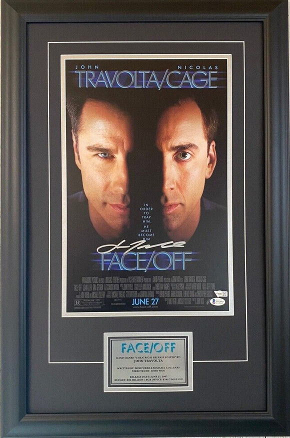 Face/Off Reprint 12x18 Movie Poster Signed John Travolta - Framed