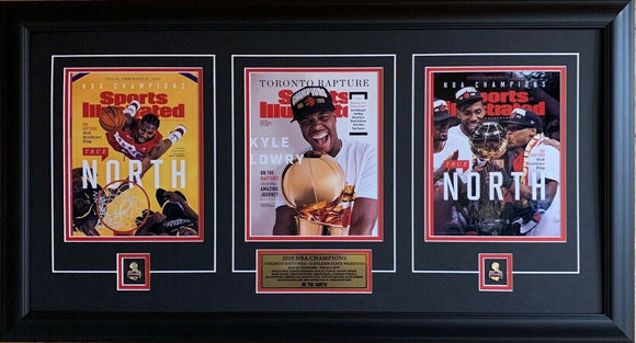 Toronto Raptors 2019 NBA Champions 3 Sports Illustrated Covers Framed with Pins and Plate - Bleacher Bum Collectibles, Toronto Blue Jays, NHL , MLB, Toronto Maple Leafs, Hat, Cap, Jersey, Hoodie, T Shirt, NFL, NBA, Toronto Raptors